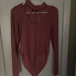 Derek Heart Purple Asymmetrical Cut-Out Bodysuit